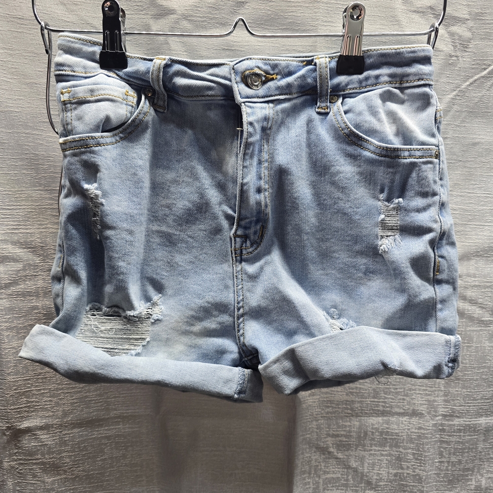 Wax Jean Light Wash Distressed Denim Shorts